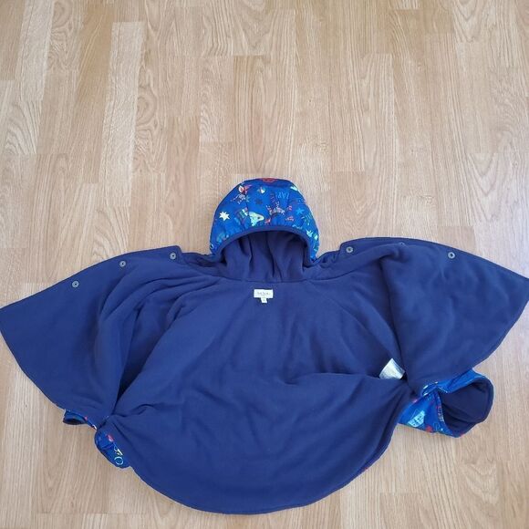 Paul Smith: Fleece Lined Hooded Cape Jacket - size 2 in Blue - Picture 10 of 16